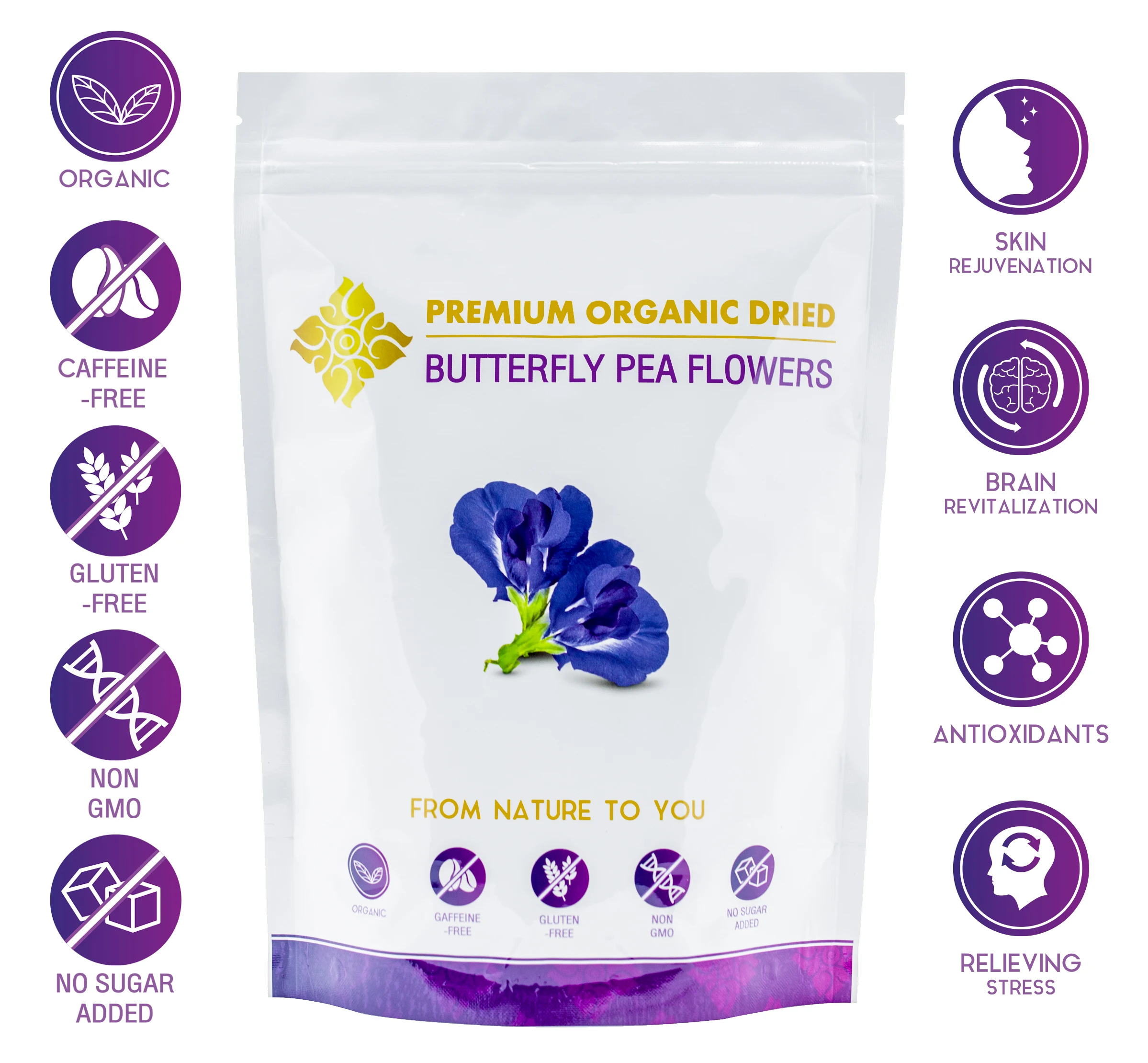 Органический гороховый чай-бабочка-натуральный чистый травяной здоровый плоский чай для похудения живота сушеный синий цветок [коробка матча ромашка сырая]