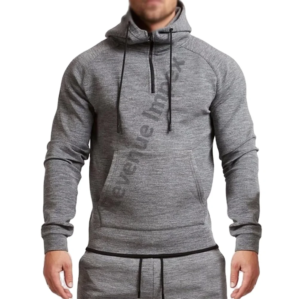 Sweater men french terry winter casual zipper up hoodies casual fitness clothing for mens boys gym wears