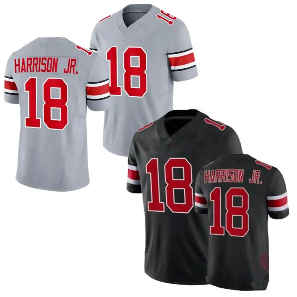 Mens Ohio State College Football Jerseys 18 Marvin Harrison JR. Stitched F.U.S.E. Limited Player Jersey - Gray Red Black
