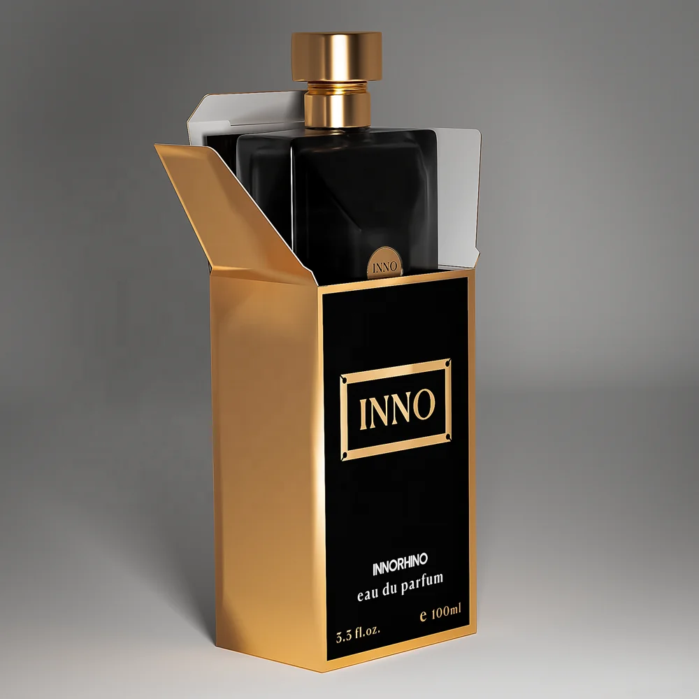 Custom Black Cardboard Folding Carton Perfume Small Box for Refillable Bottle