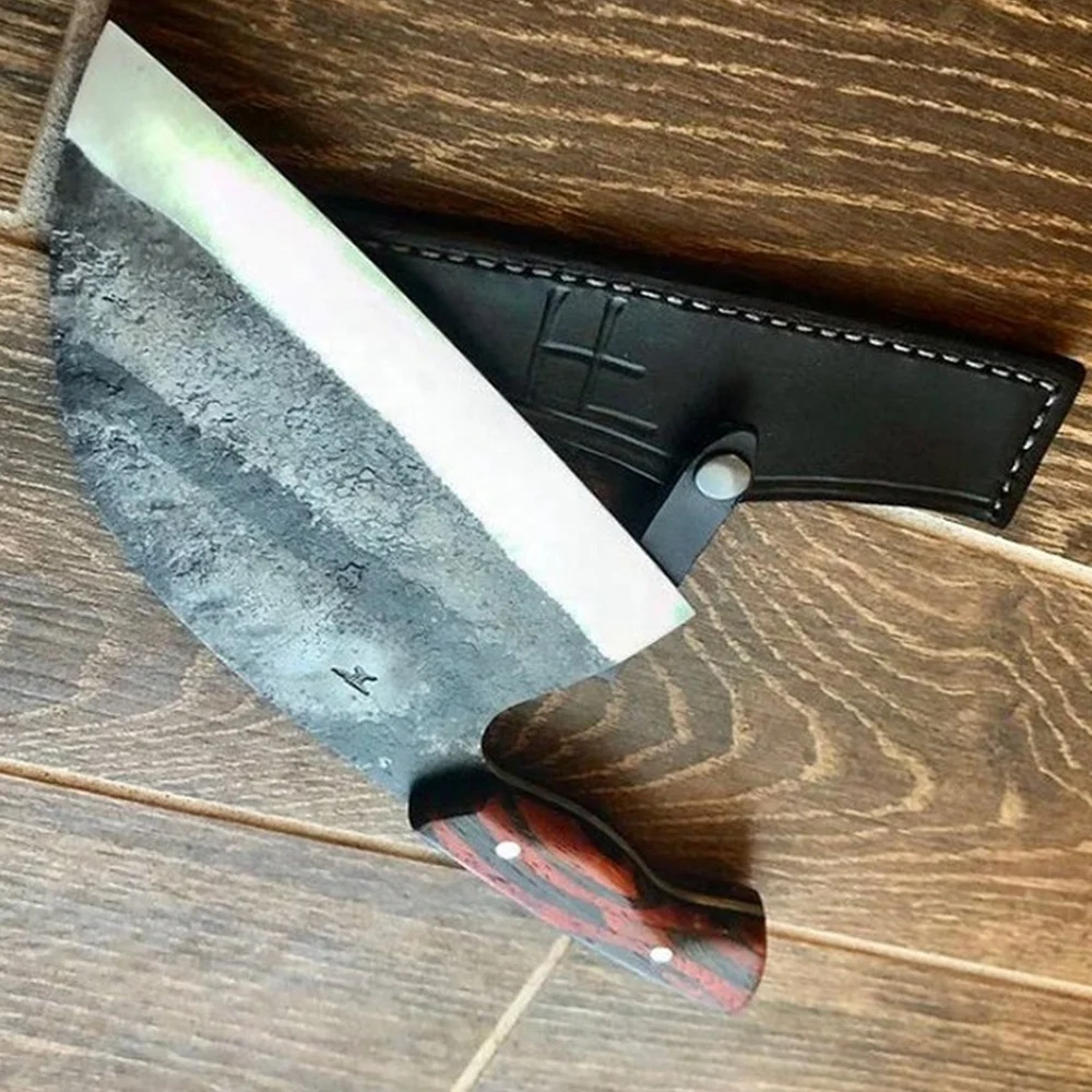 Набор кухонных ножей ручной работы из углеродистой стали с деревянной ручкой