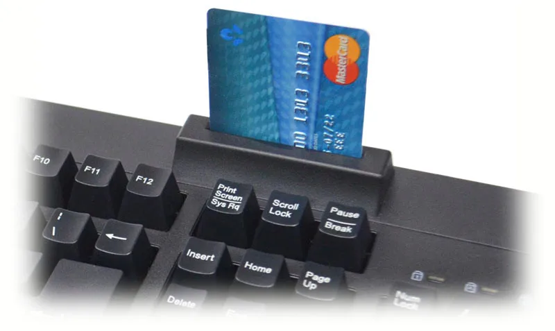 104 keys Adjustable Height Wired Keyboards with Smart Card Reader All in One