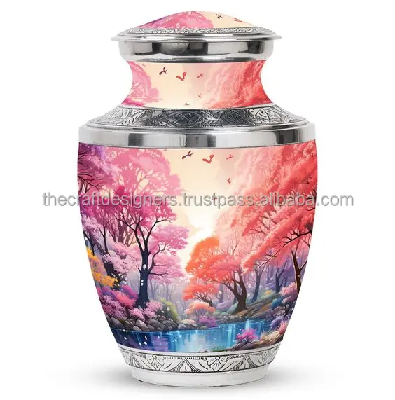 Silver Finished Antique Large Cremation Urn For Adults Funeral Supplies Wholesale Memorial Ashes Keepsake Metal Urns Exports