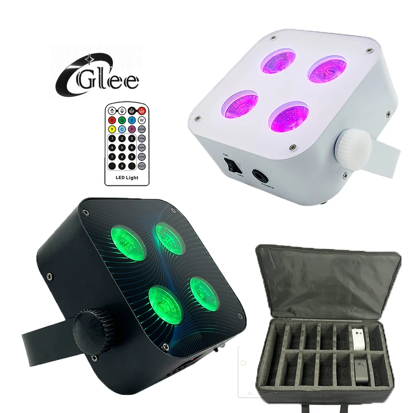 Micro Table 4x18W RGBWA UV 6in1 LED Battery Powered Wireless DMX IR Remote Control uplight for wedding DJ
