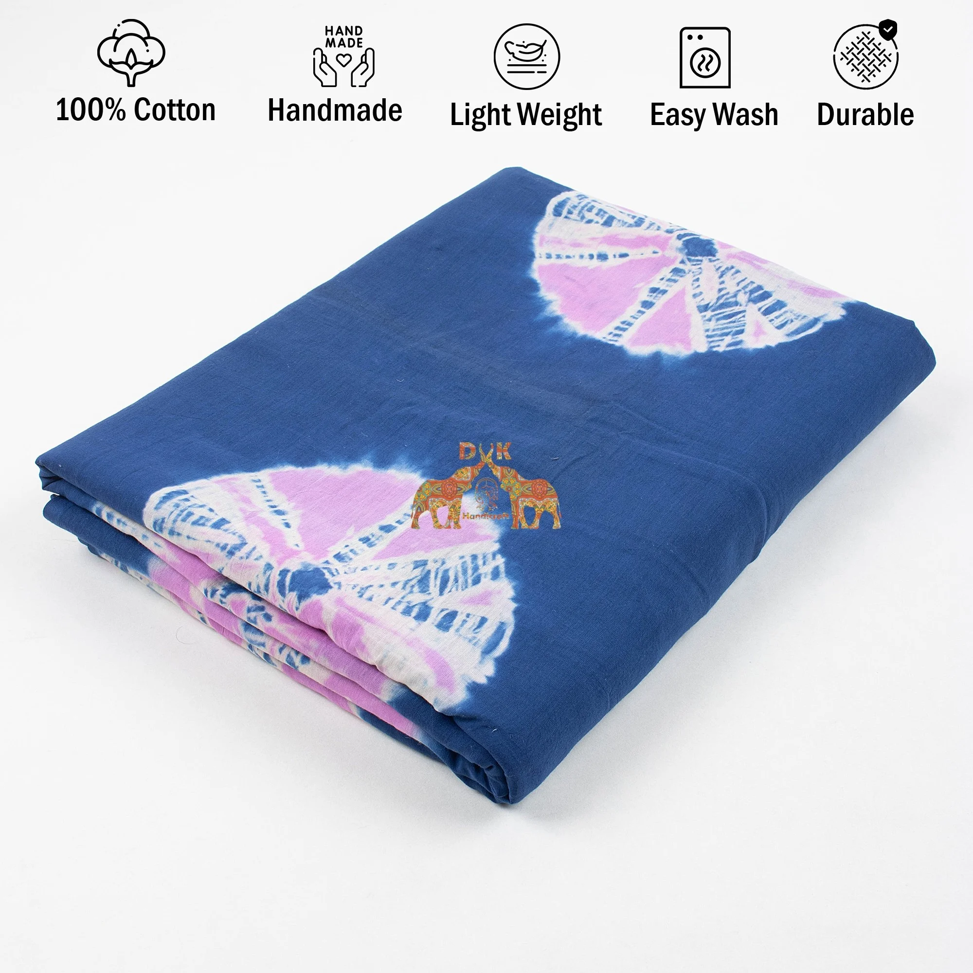 Latest Collection Hand Made Tie Dye Print Lightweight Pure 100% Cotton Printed Soft Fabric for women dress material and apparels