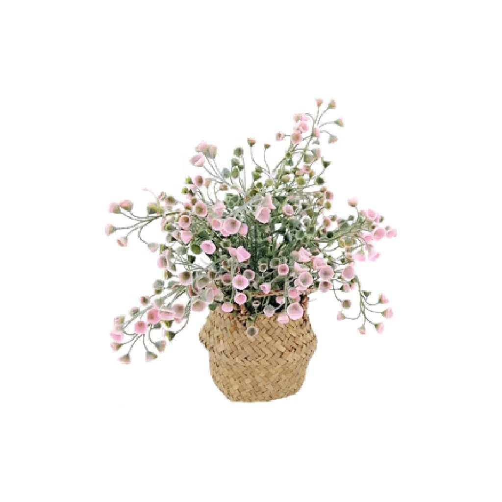 factory direct PE light green artificial mini plant button fern different colors in baskets gift seagrass eclectic patio