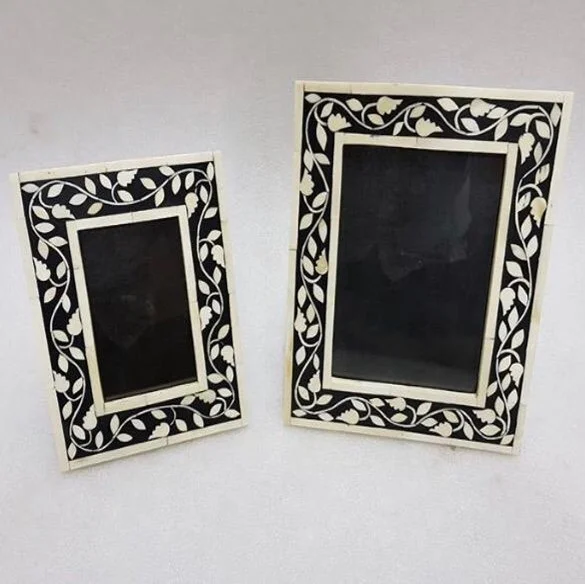 Trending Grey Mother Of Pearl Photo Frame for Table Decor In Interiors Design Manufacturing resin handmade inlay frames