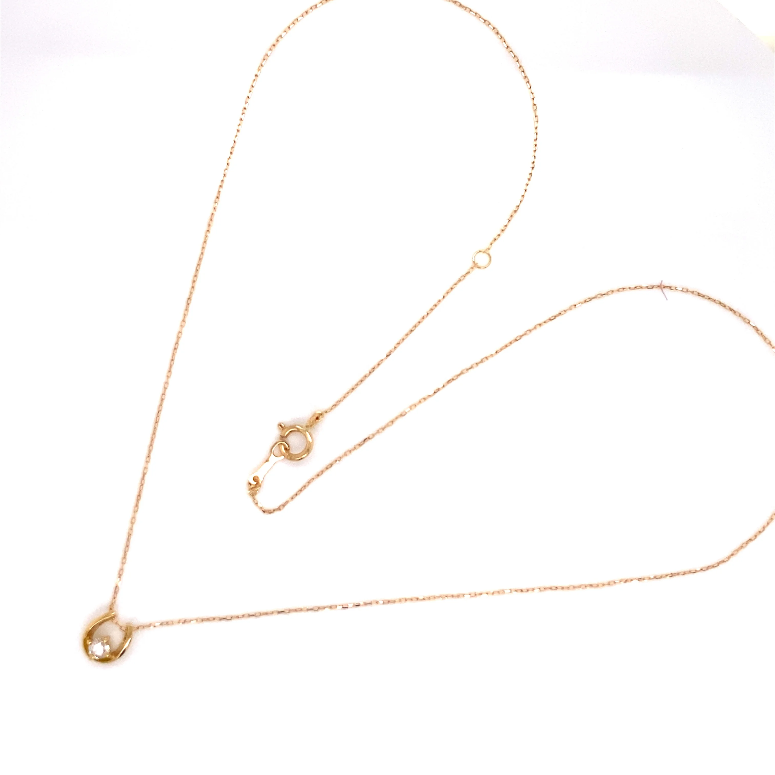 JMW Japan Made White Yellow Rose gold cute Single Diamond Horseshoe Pendant Jewelry Necklace 0.08ct