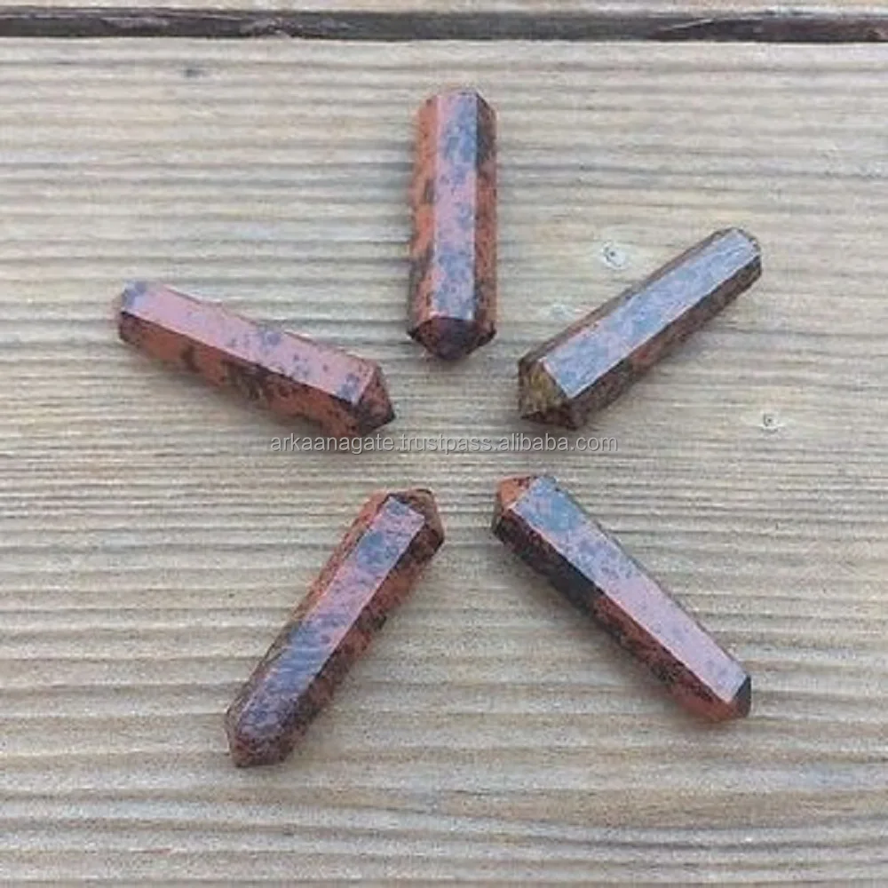Wholesale Crystal Mahogany Obsidian Double Terminated pencil Gemstone chakra crystal healing Pencil Point for sale