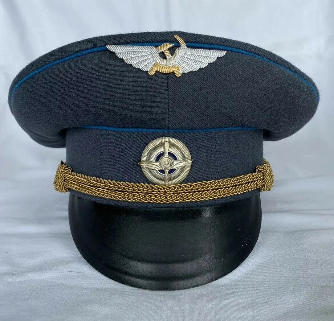 
Russian Soviet Airforce Aeroflot Military Pilot Officers Captains Visor Hat Cap 