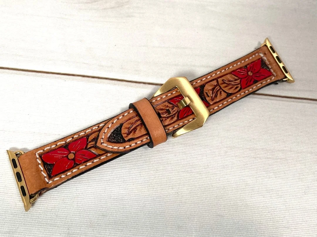 Best Selling Genuine Leather Watch strap band Hand Tooled Leather Watch band 2023 new gifts western gift business casual fashion