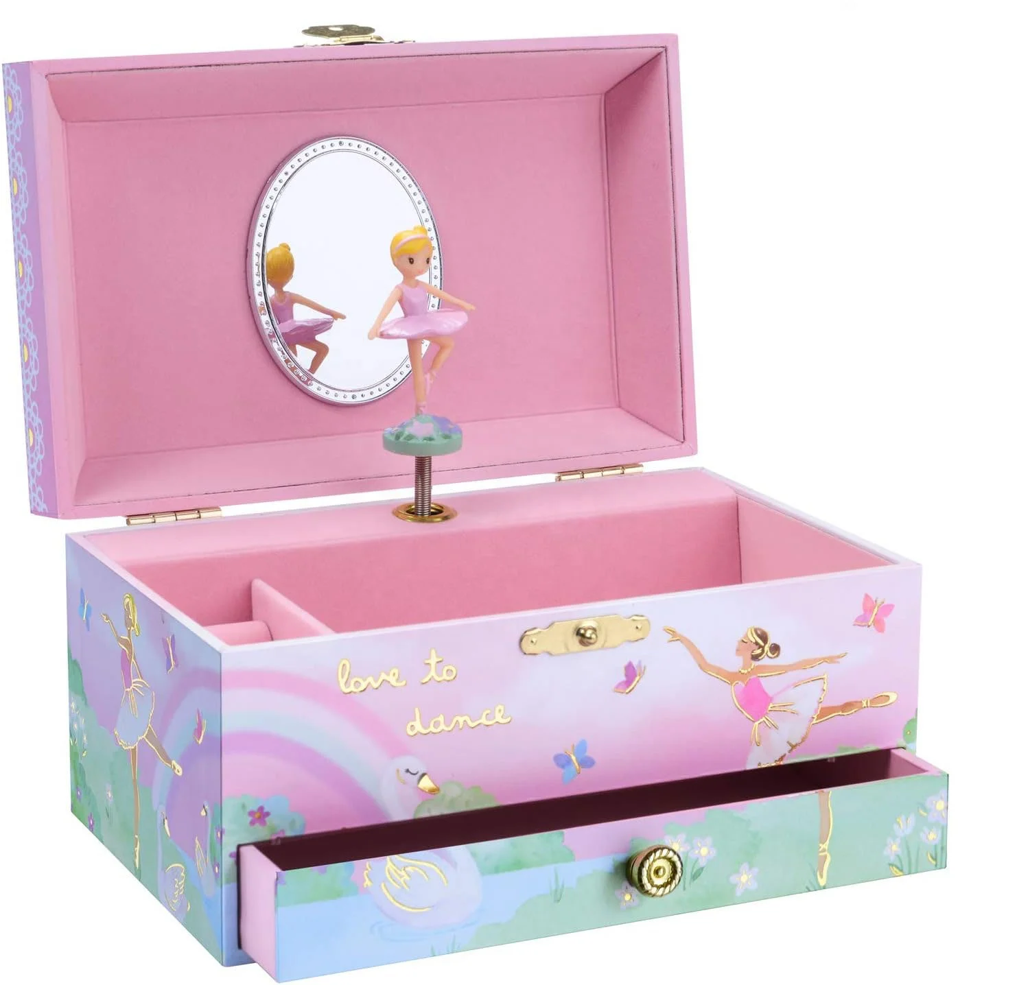 Ever Bright Factory Wholesale High Quality Wholesale Luxury  7-Inch Wooden Ballerina Jewelry Music Box For Girl Gift