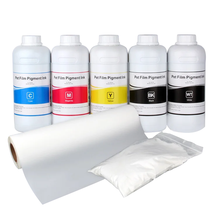 Visual-Tex High-density CMYK+W DTF Pigment Ink 1000ML for Printer Direct to Film