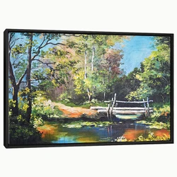 Wholesale Factory Low Price Bridge in The Forest Oil Painting on Canvas Art Print Oil Painting Colors