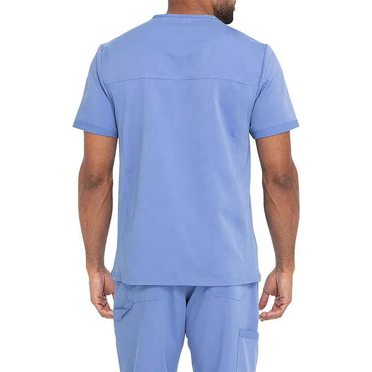 Custom Men Working Uniform Set Pocket Short Sleeve Scrubs Tops Long Pants 2Piece Nurse Uniforms Suits Clinic V-neck Work Clothes