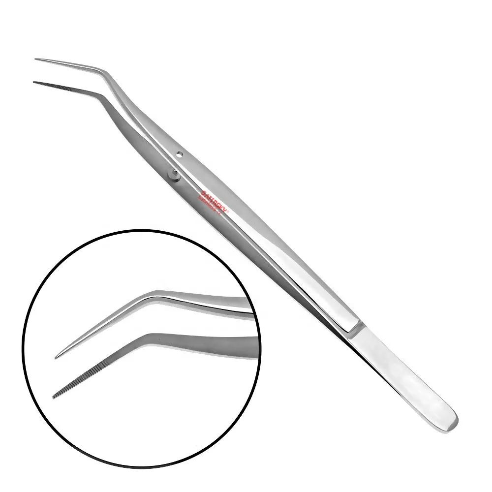 Factory Wholesale 100% Rust Free  Stainless Steel Dental Tweezers Forceps Angled Perry Dressing Pliers 5 Surgical Forceps