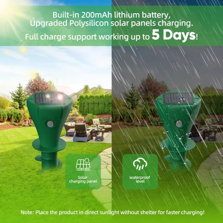 X-Pest Ultrasonic Groundhog Repellent Outdoor AR08M Sonic Deterrent Spikes Device for Lawns Solar Mole Repeller Snake Chaser