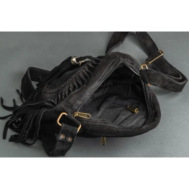 New Fashion Round Suede Leather Fringe Shoulder Bag Wholesale Bohemian Women Crossbody Bag Cowgirl Style Circle Bag Gift For Her