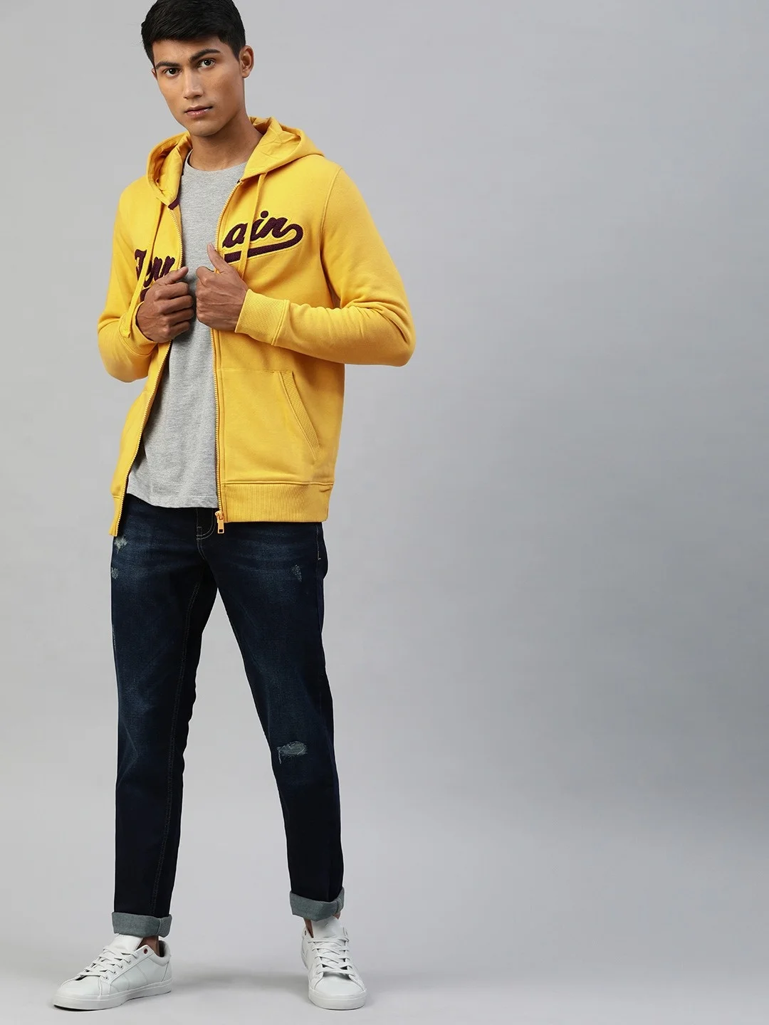 Hoodie Casual Unisex Cotton Grey With Inner Custom Print Logo Long Sleeve Sweaters Men Hoodie OEM hoody