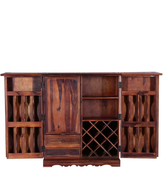 Industrial Vintage Bar Cabinet Indian Sheesham Wood High End Bar Cabinet Jodhpur Handmade Wine Bottle Storage Racks Bar Cabinet
