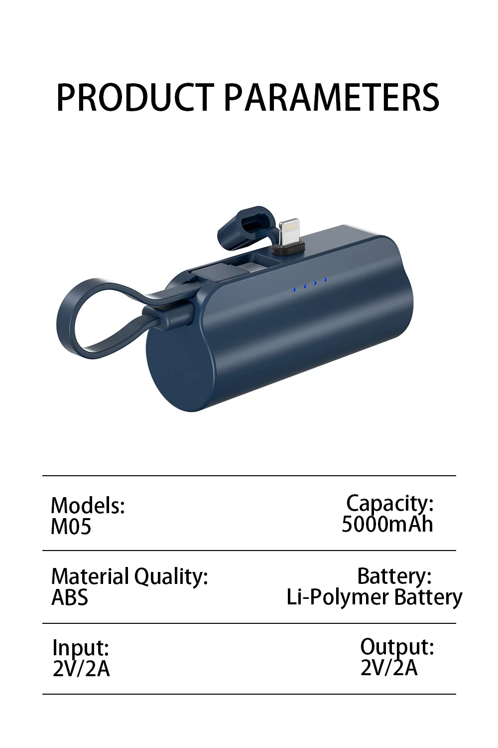 Best Quality cheap price 5000 mAh 5v2a with built-in line mini lipstick mobile power supply small portable capsule power bank