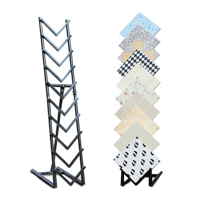 Free Standing Ceramic Display Rack Metal Multi Tiers Tiles Display Stand Rack Showroom