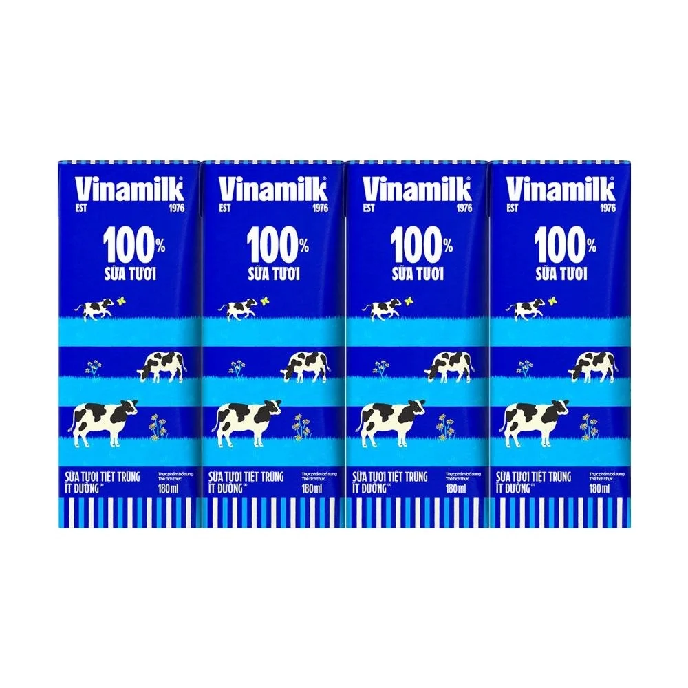 Vinamilk ultra-high-temparature fresh milk lowsugar 180ml x48 boxes Best beverage hot product hight quality wholesale