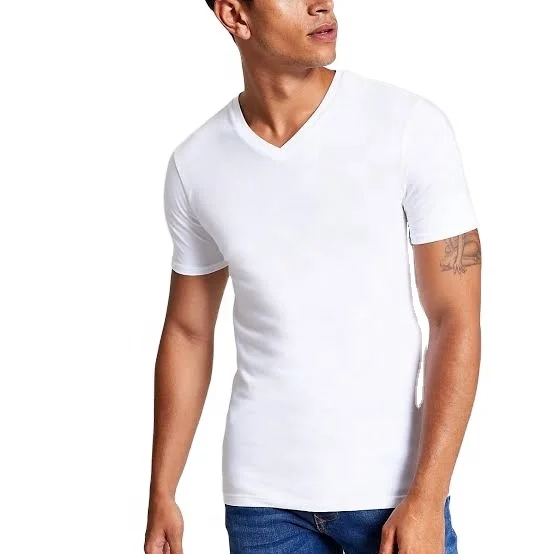 New Design Fashion  Casual v neck Soft  t shirt Airy Comfort Super Soft Feel Tee with Custom Logo Printing breathable