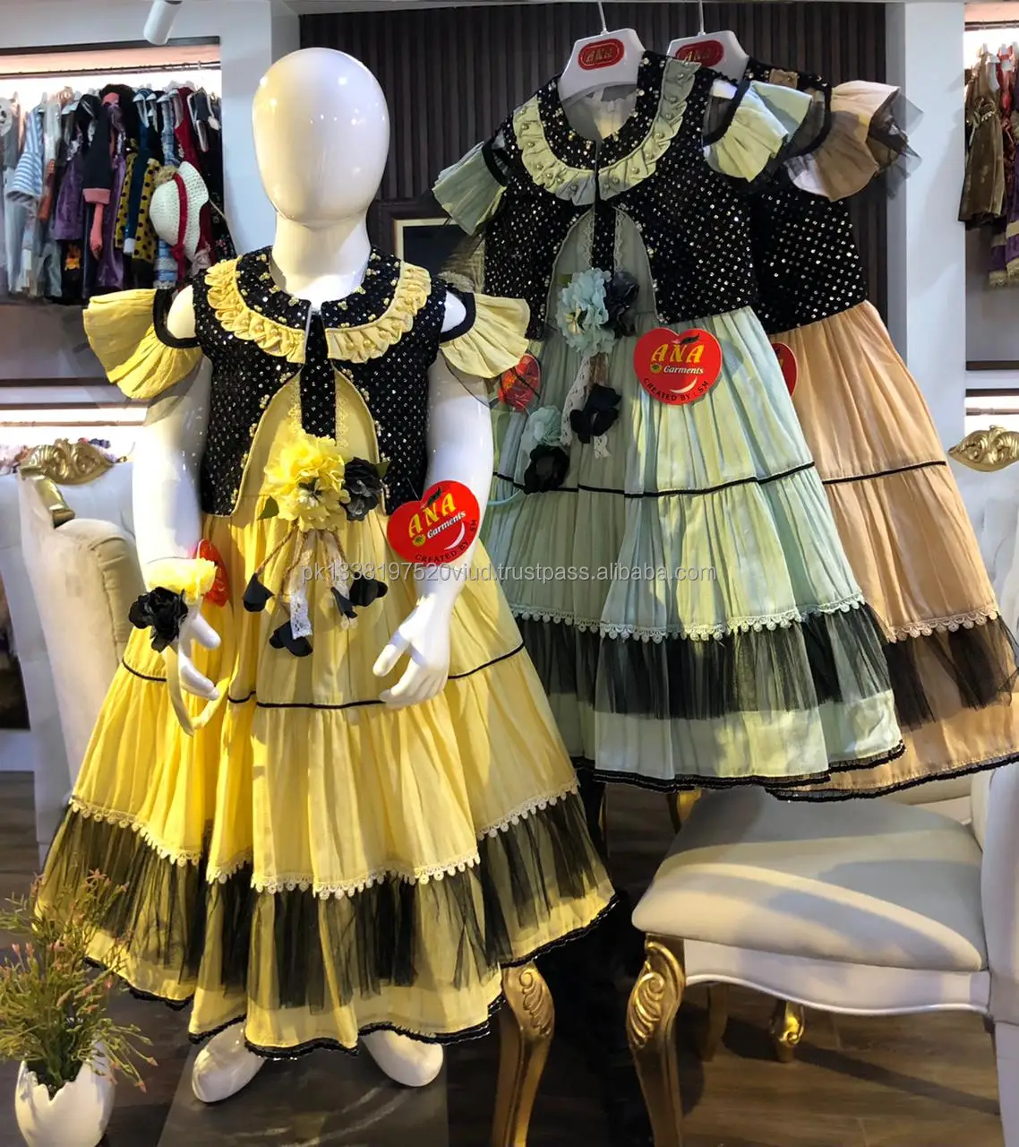 amazing design new style fancy design dress sequence design koti frock with fancy hairband