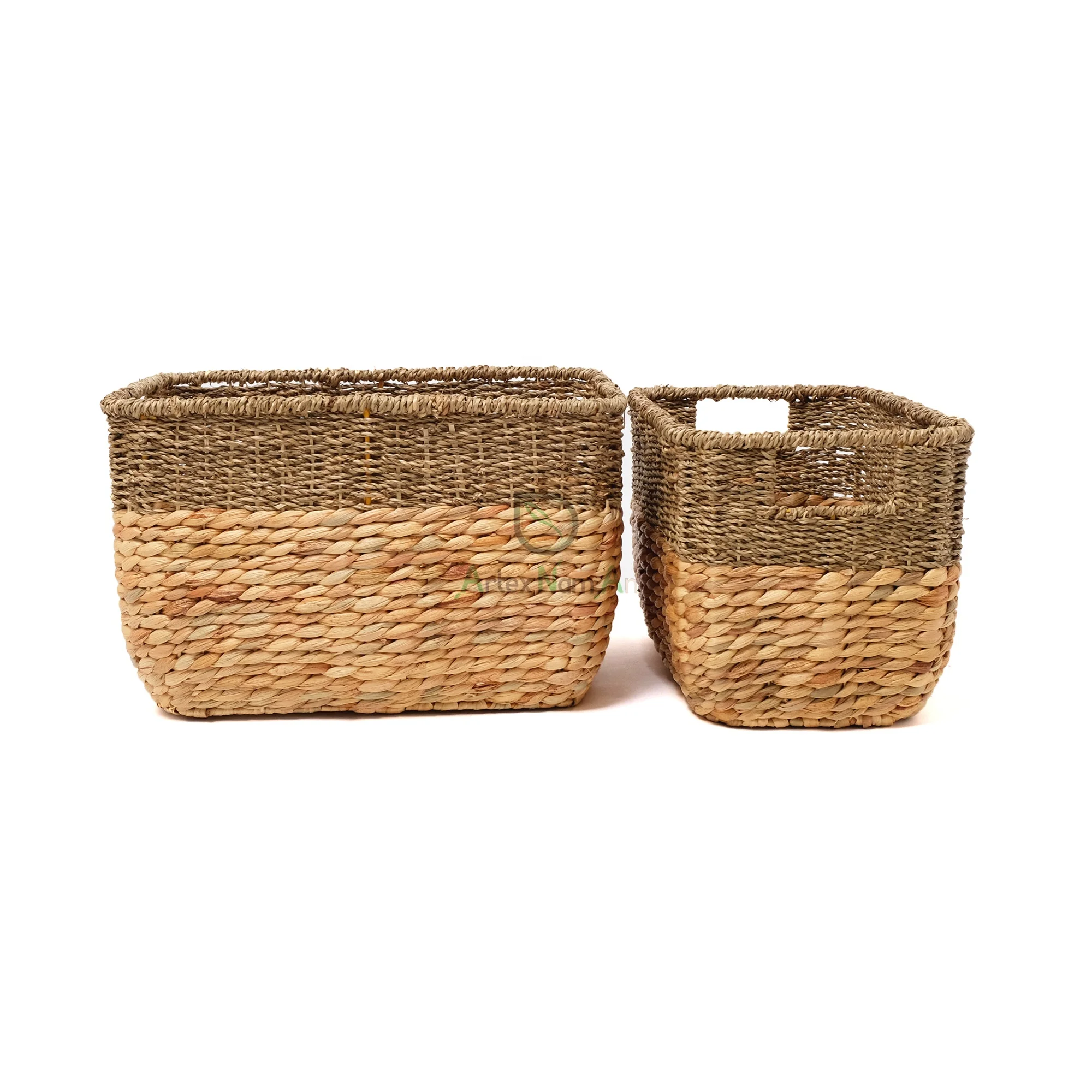 Seagrass mix water hyacinth storage basket/wicker rectangular stackable basket organizer/storage tote for minimalist home decor