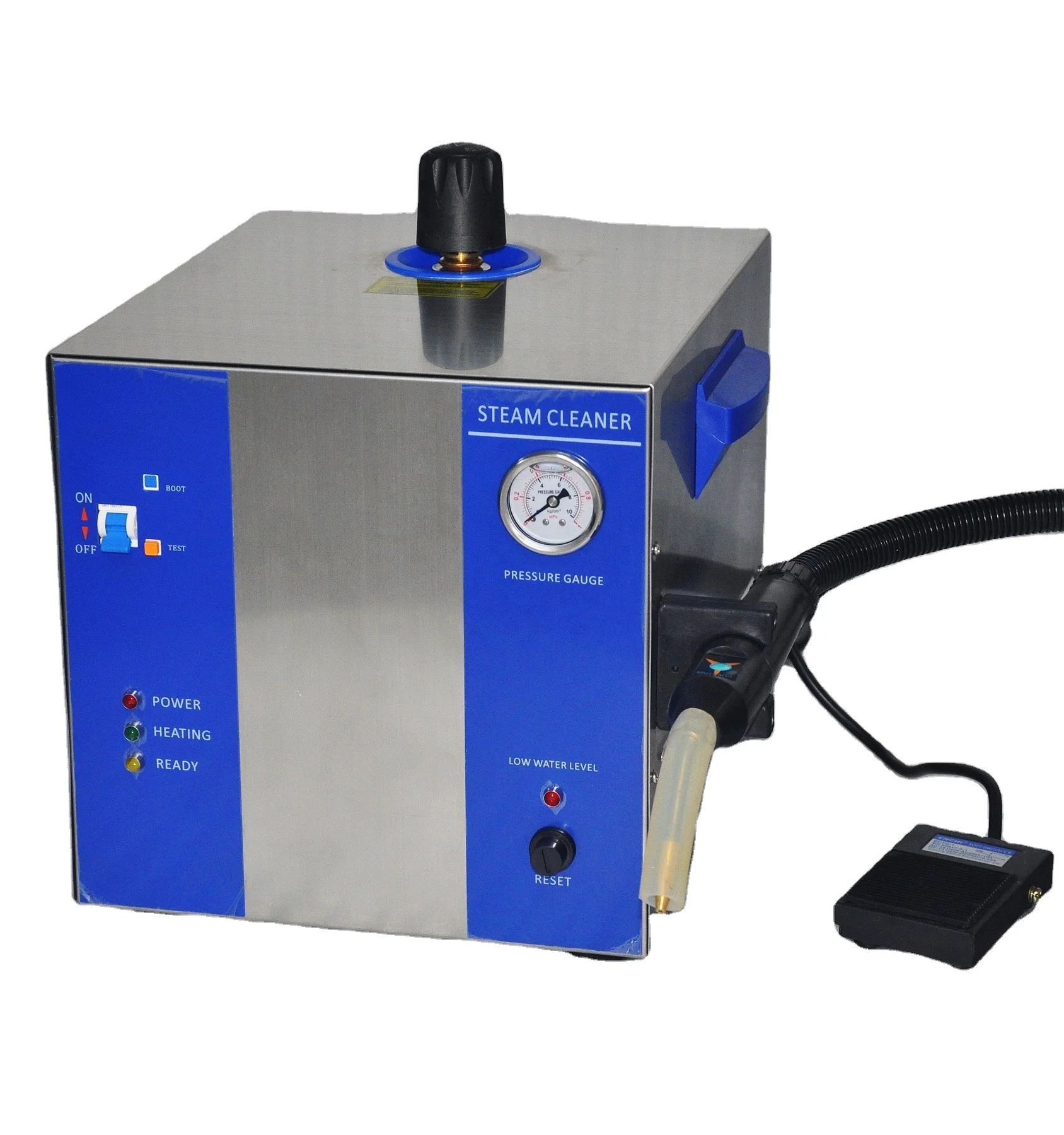 4L stainless steel tank  with flexible wands foot pedal Low water level warning easy use 6 bar pressure dental steam cleaner