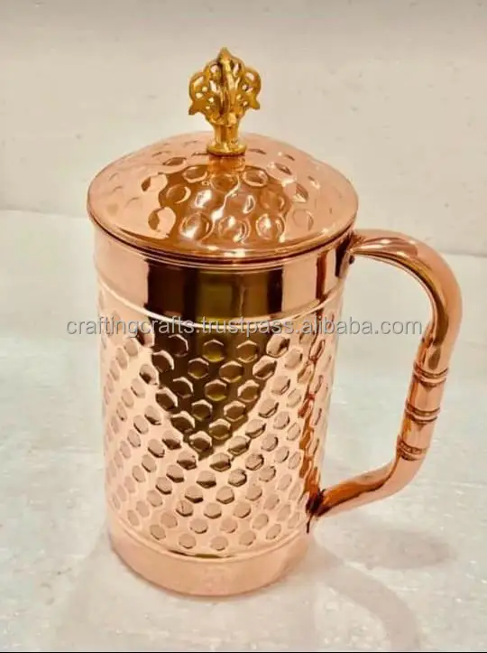 Handcrafted Hammered Copper Drinking Water Pitcher for Christmas Gift Sustainable Eco Friendly Drinkware Sale