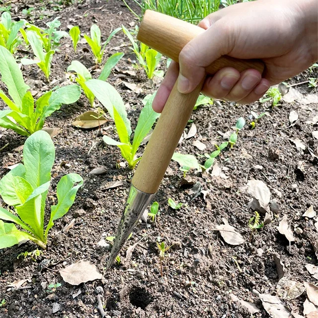 T-type garden drill wooden handle tool seed transfer drill garden planting tool garden hole drill tool auger soil planter