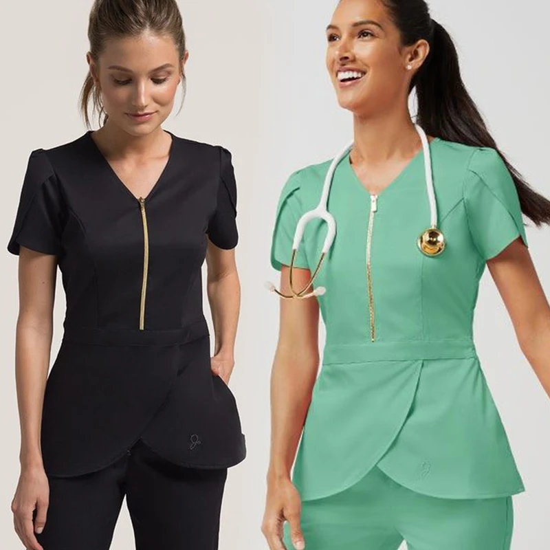 New Style Nurse Medical Scrubs Sets Factory Designs Customized Women Spandex Scrub Set Fashionable Hospital Nursing Uniform