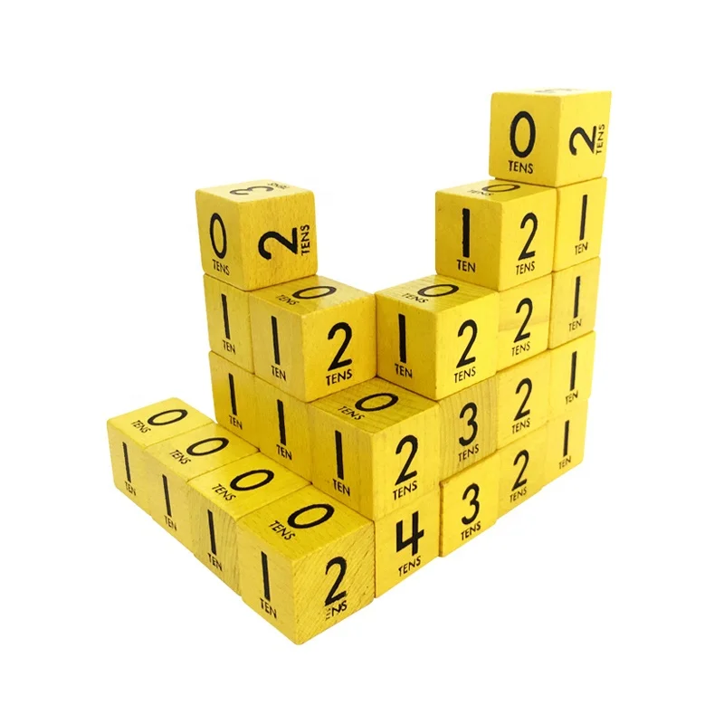 25mm Yellow Wooden Dice with Black Numbers 0-5 - Educational Game Toy