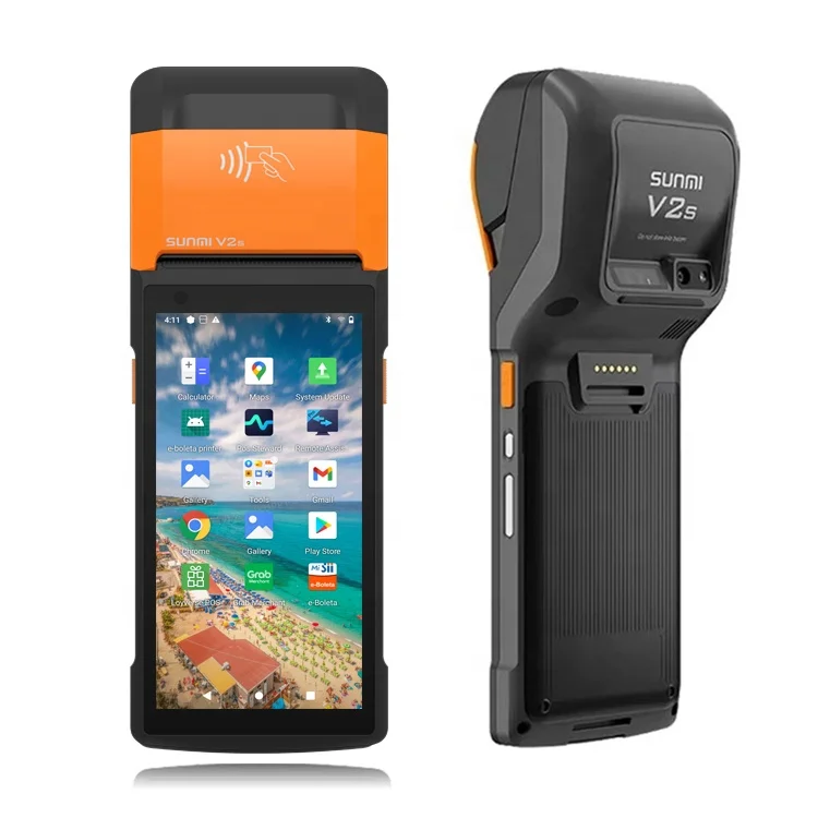 Sunmi V2s Android 11 Pos Terminal POS System 4G Wifi Wireless Cash Register Touch Screen Handheld Pos Machine with Label Printer