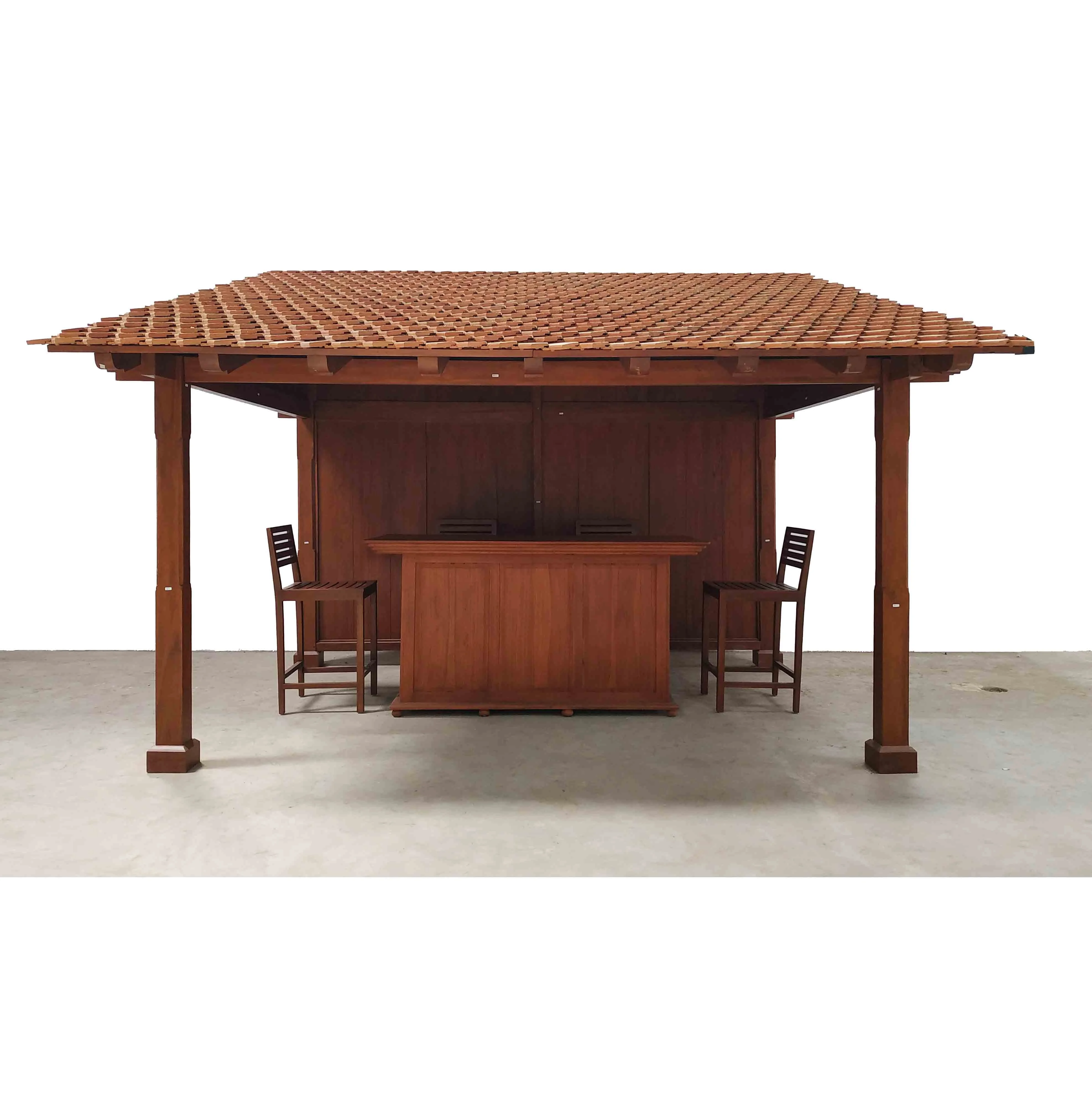 Modern Design Outdoor Bar Set Furniture Wholesale Solid Teak Wood Pergola Gazebo Pavilion from Indonesia for Gardens Parks