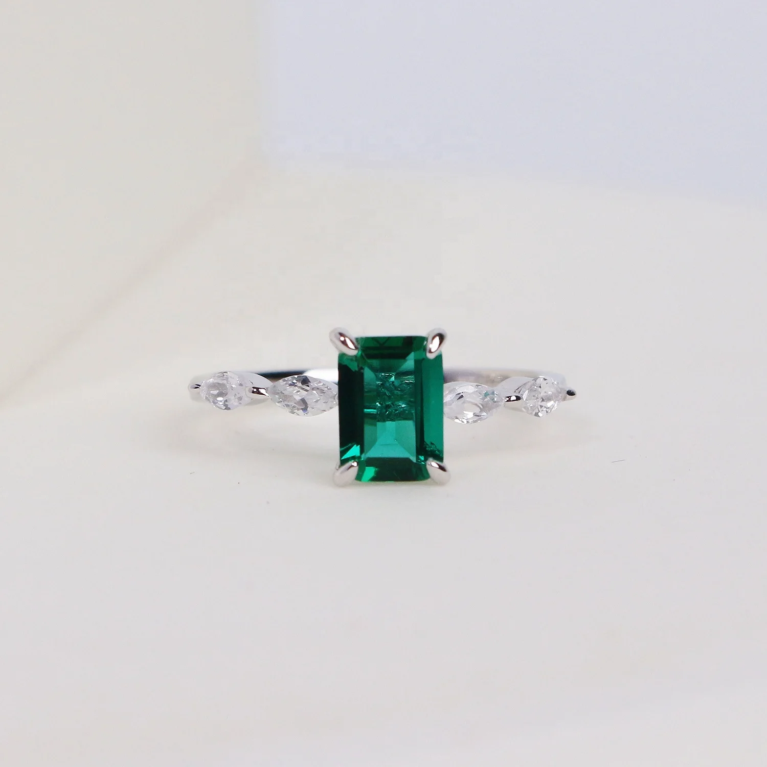 925 Sterling Silver Lab Created Emerald Minimalist Birthstone Jewelry Stackable Marquise Ring For Women 2022 Destiny Jewellery