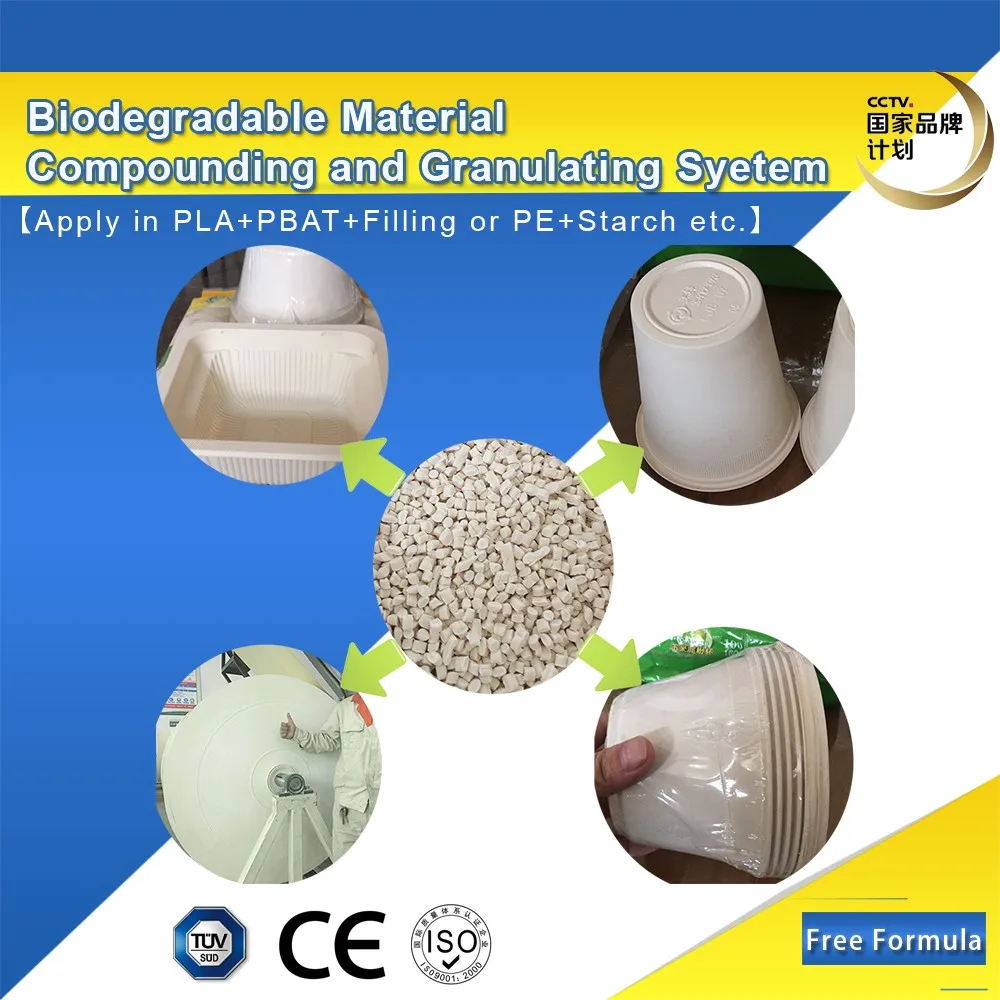 Biodegradable granules starch parallel twin screw extruder making machine