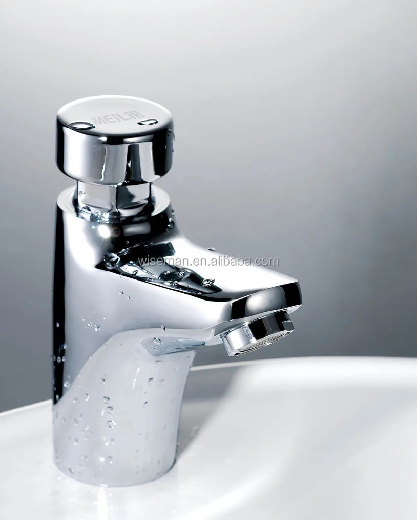 High Quality Press Button Auto Stop Full Brass Water Saving Self Closing Tap Time delay faucet for Commercial Bathroom