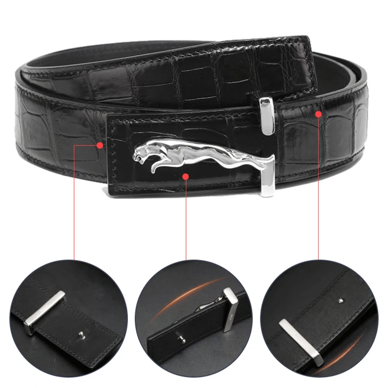 high quality Wholesale customized crocodile leather genuine skin strap belt stainless steel buckle  for men