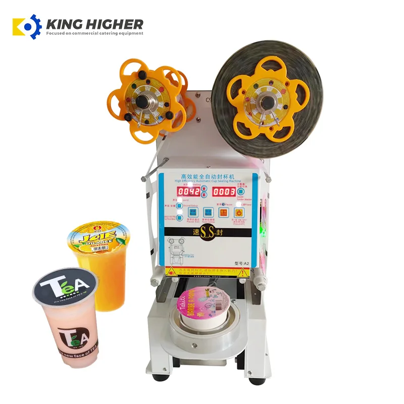 High Quality Auto Plastic Cup Sealing Machine Full Auto Type Table Top Bubble Tea Cup Sealer for Hotels & Restaurants