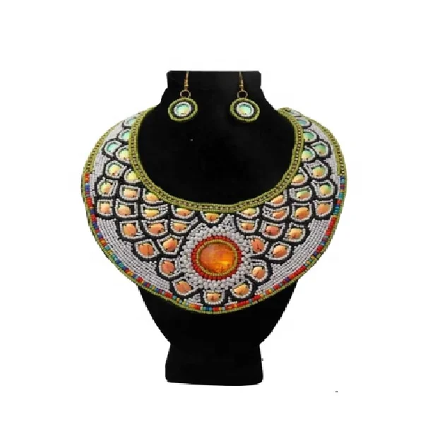 Custom Design High Quality Glass Beads Embroidered African Necklace Girls and Woman Hot Selling Product Alibaba Top Seller