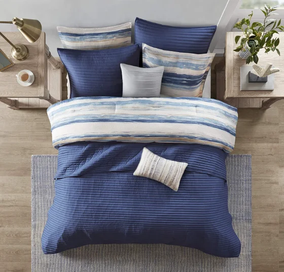 MnTYaE Comforter Quilt Combo Set Modern Luxury Design All Season Down Alternative Bedding 8 Piece comforter sets