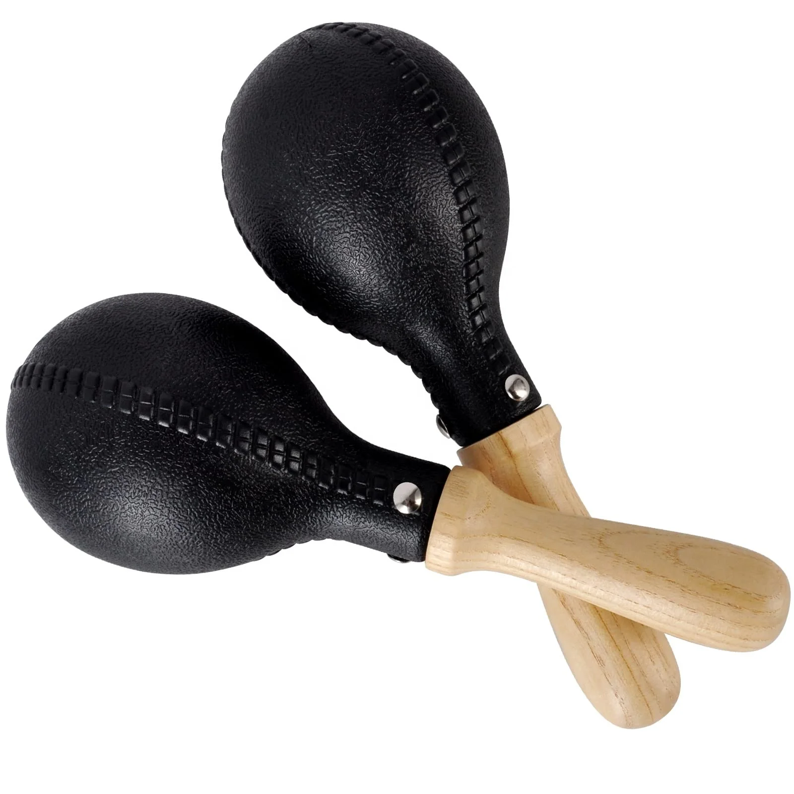 Percussion Maracas Pair of Shakers Rattles Sand Hammer Percussion Instrument with ABS Plastic Shells and Wooden Handles