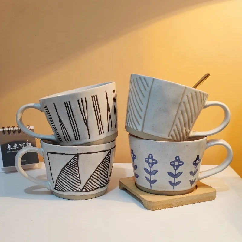 Japanese-Style Handmade Coffee Cup Stoneware Retro Ceramic Ins Style Mug High-Value Water Cup Simple Hanging Ear Cup