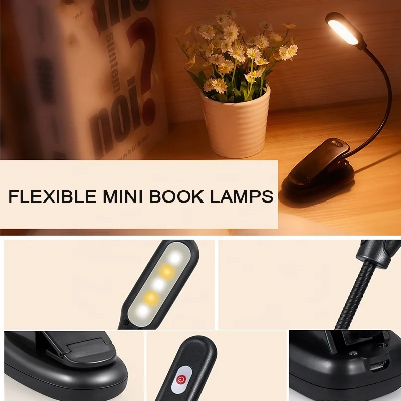 TAIKOO LED Clip On Design Book Lights Rechargeable Reading Lamp Portable Book LED Read Light for Reading in Bed