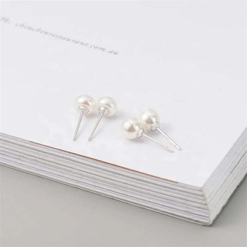 Jewelry Hot Products Shell Pearl Stud Earring S925 Silver Bling Pearl Sterling Silver Women 6-8mm Silver 925 Note 7 Working Days