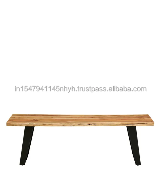 Vintage Industrial Acacia Wood Dining Bench Indian Jodhpur Solid Wood Iron Dining Bench Quality Luxury Dining Room Table