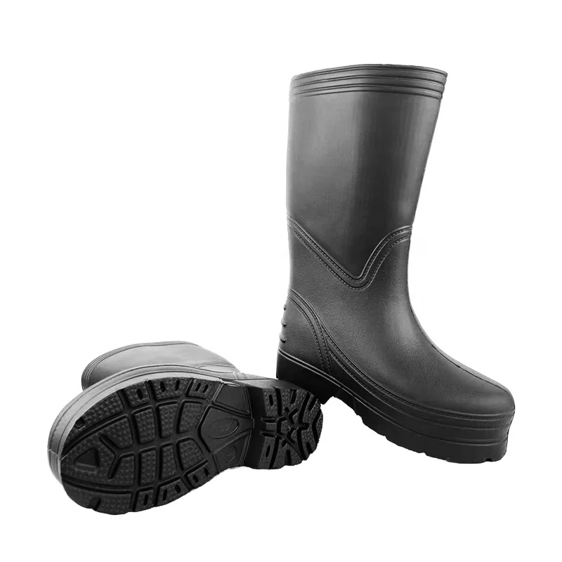 Economy Unisex Waterproof Shoes Botas De Lluvia Car Wash Farming No-slip Oil Resistant High Cut Black EVA Labor Work Rain Boots